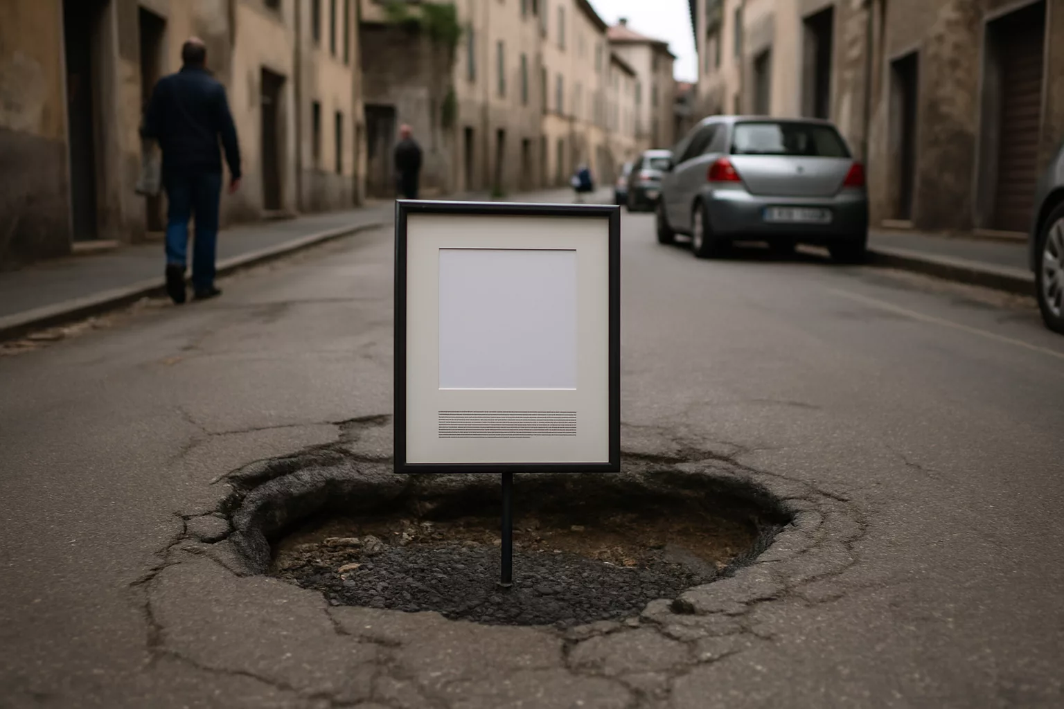 Civita e Bolsena catalogano buche e ritardi come opere d’arte: ripararli danneggia il patrimonio